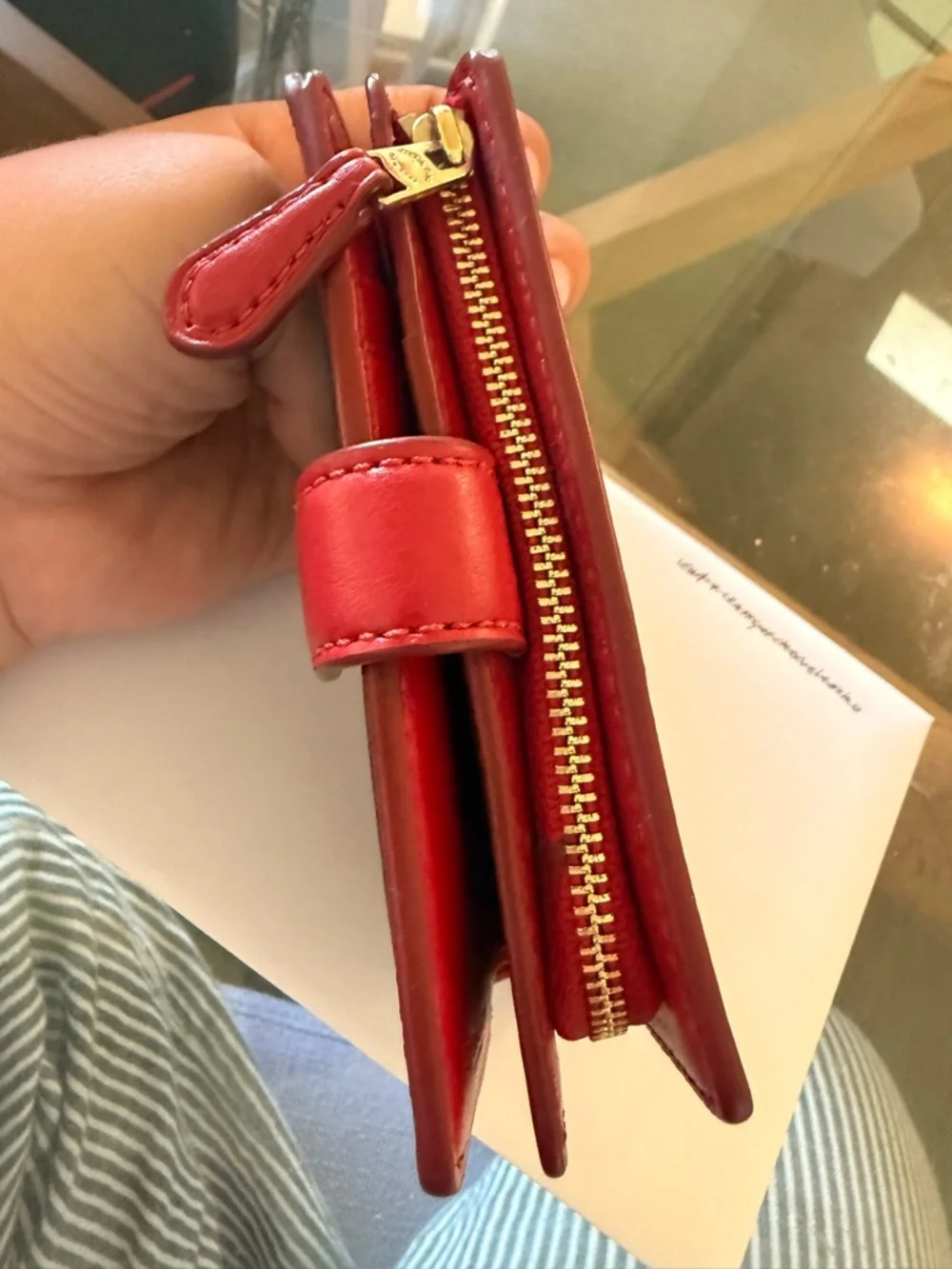 Coach Brown Signature Wallet with Red Tab